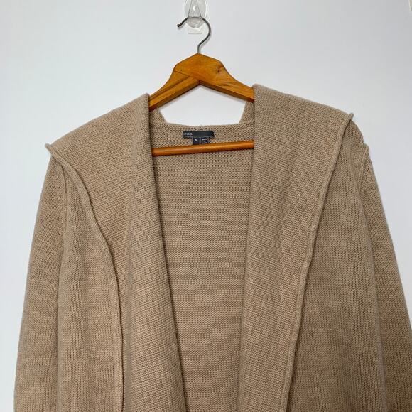 Vince women's tan yak wool blend open front hooded cardigan wrap sweater Medium - Picture 3 of 12